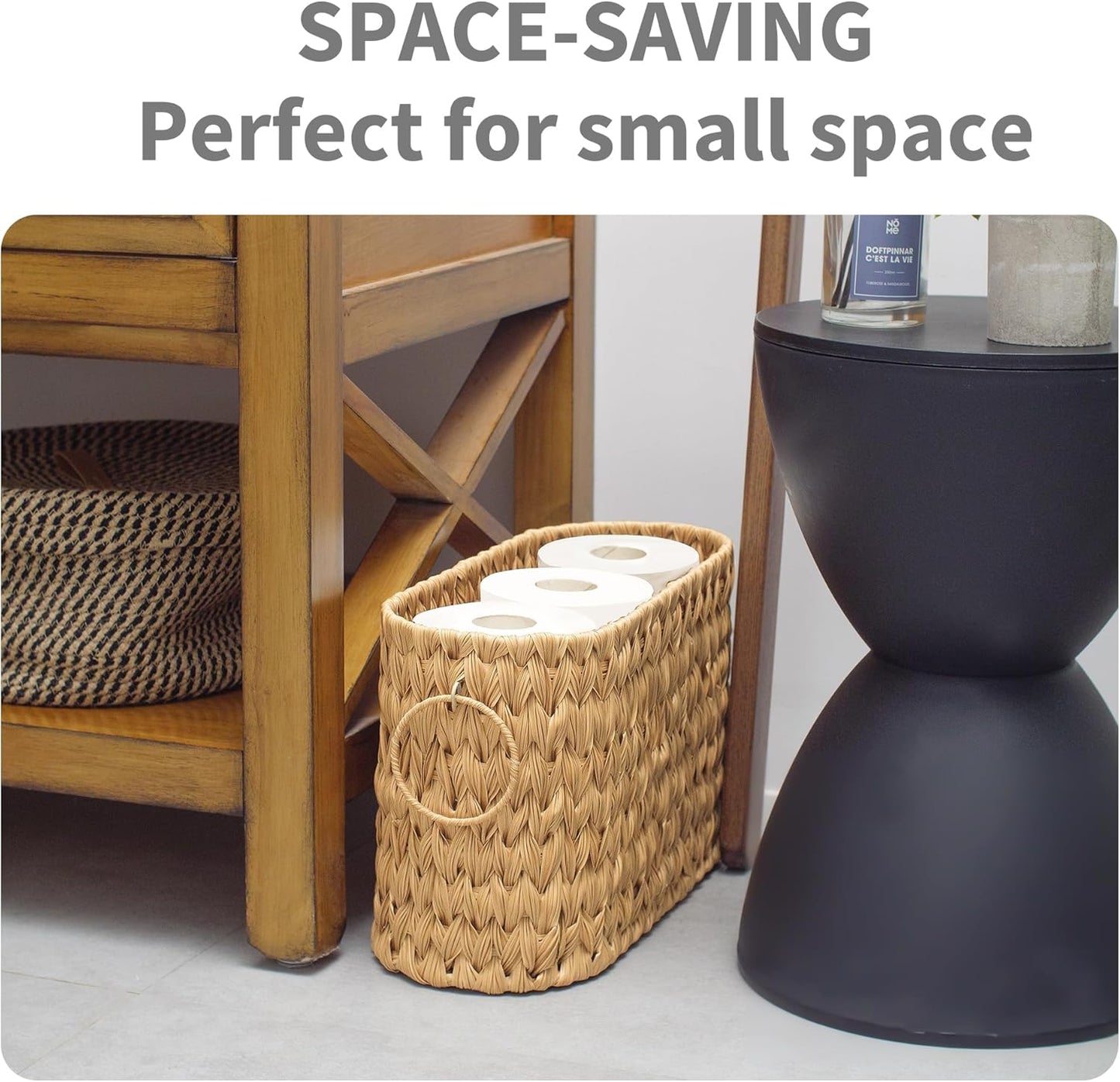 GRANNY SAYS Toilet Paper Storage, Bathroom Storage Basket, Toilet Paper Basket for 6 Mega Rolls, Toilet Paper Holder with Storage, Wicker Basket for Bathroom Accessories