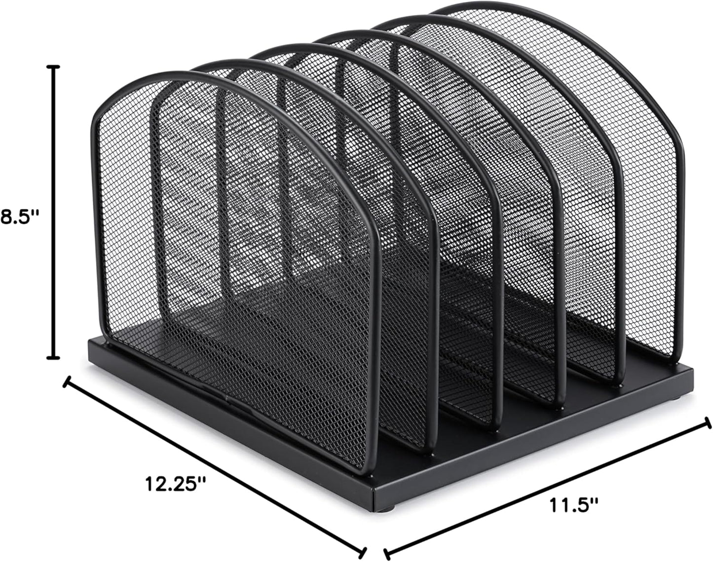 Huron 5-Slot Vertical File Binder Organizer Storage, Black Steel Mesh