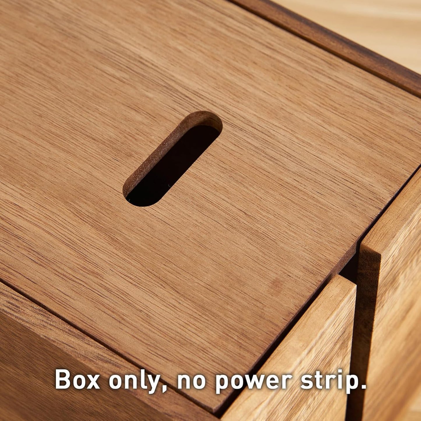 Acacia Wood Cable Management Box, Wooden Cord Hider & Organizer for Power Strip, Electrical Hiding, TV Wires, Desk & Floor Cables - Office Under Desk Cable Storage Box for Wire Storage Organization