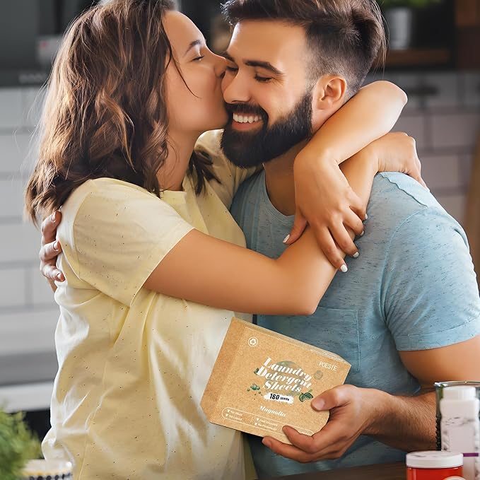 Poesie Laundry Detergent Sheets Magnolia Scent 160 Sheets 80 Large Loads Liquidless Effective Cleaning Zero Waste for All Washing Machine Traveling Dorm Life Save Space