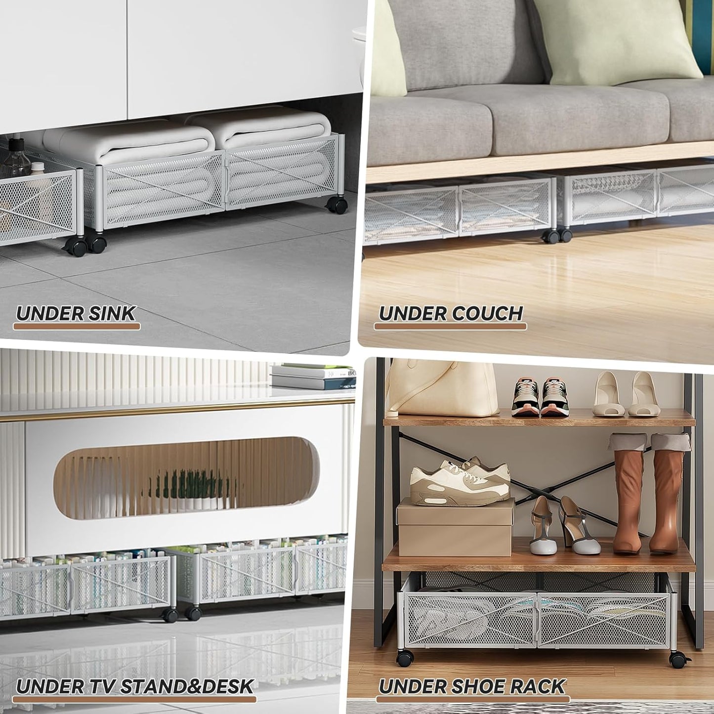 PHINOX Under Bed Storage, Under the Bed Storage Containers with Wheels, Under Bed Shoe Storage Organizer Drawer for Bedroom Clothes Shoes Blankets -2Pack