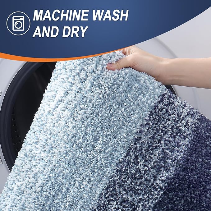OLANLY Bathroom Rugs Mat 24x16, Extra Soft Absorbent Microfiber Bath Rugs, Rubber Backing, Quick Dry, Machine Washable Bath Mats for Bathroom Floor, Tub and Shower, Home Decor Accessories, Airy Blue