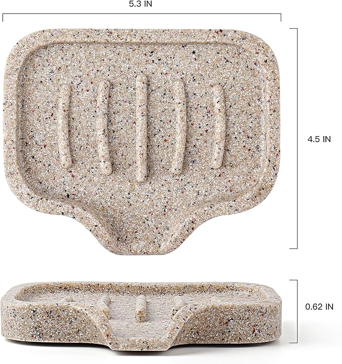 Self Draining Soap Dish- 2 Pcs Bar Soap Holder for Shower, Large Soap Savers Soap Tray Sponge Holder for Kitchen Bathroom Bathtub Sink, Linen