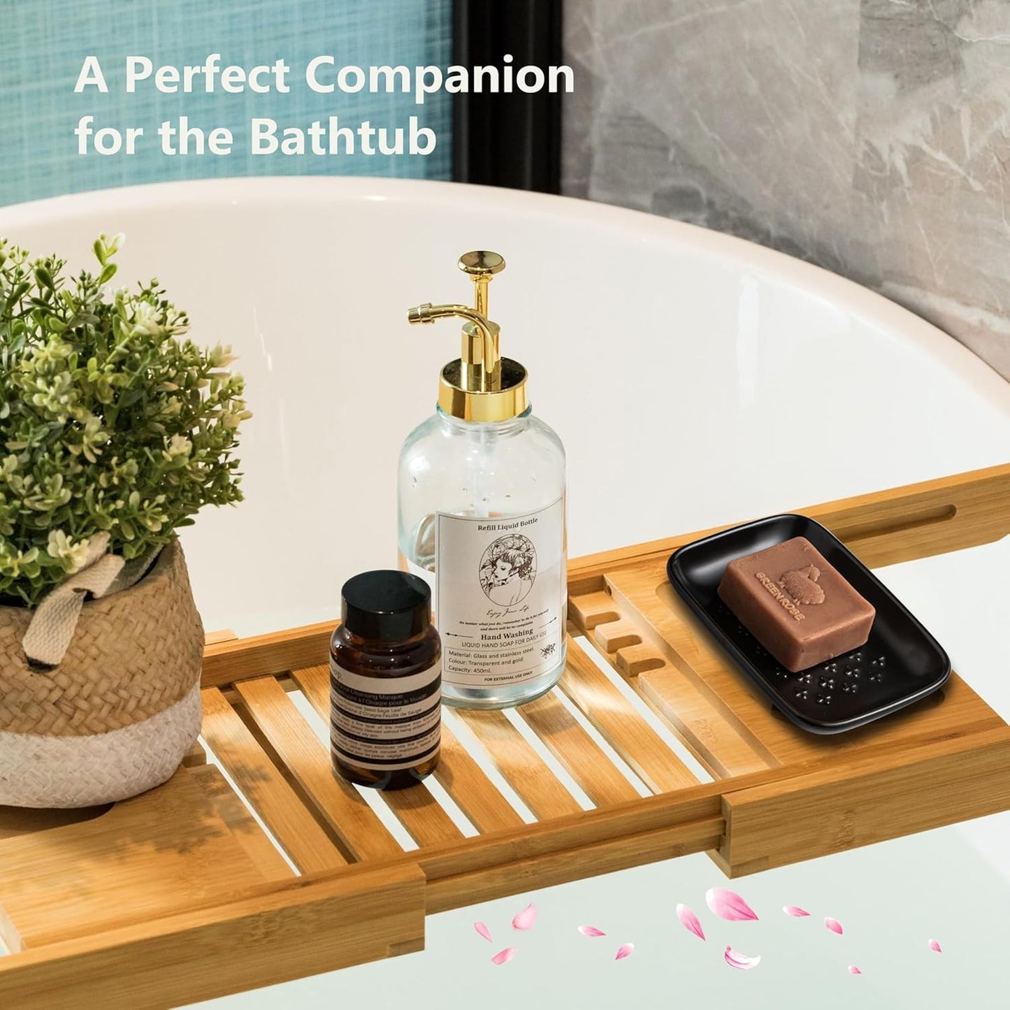 Gomakren Soap Dish, Shower Soap Holder, Ceramic Soap Dishes for Bar Soap Sponge Shampoo, Christmas Soap Saver Tray for Bathroom Kitchen Sink Counter, 5.5 Inch, Black