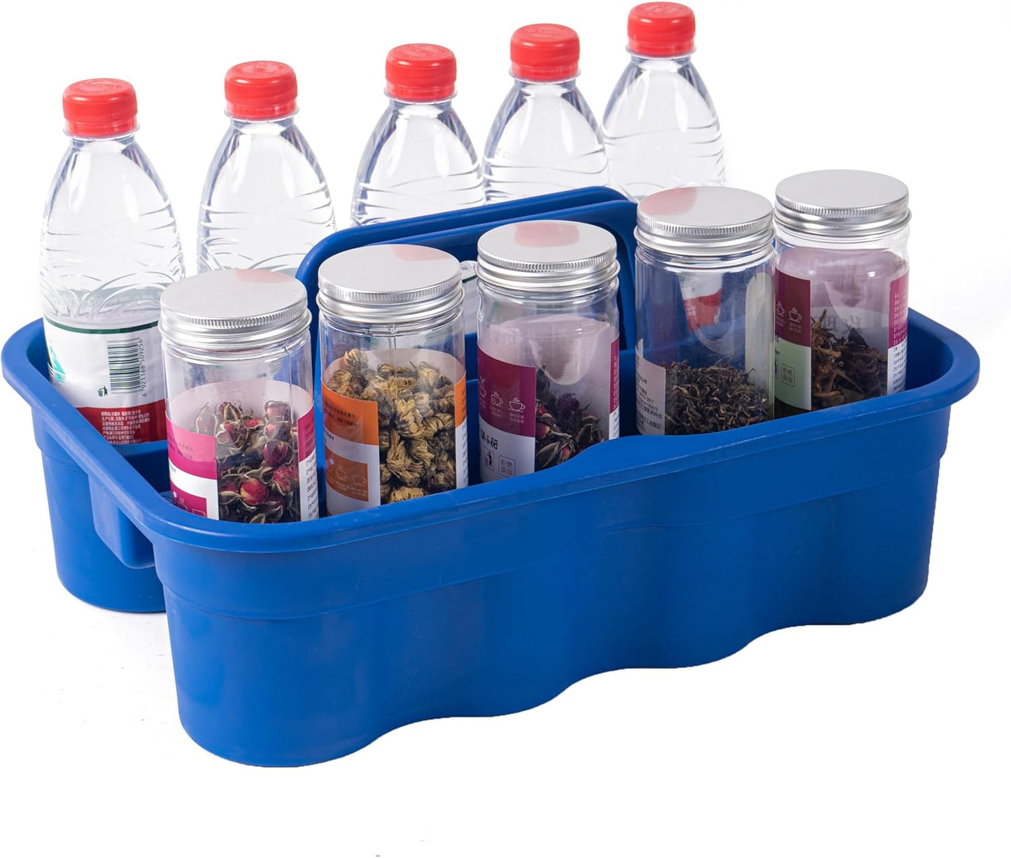 Matthew 3 Pack Large Plastic Tote Tool & Deluxe Supply Cleaning Caddy with Handle Portable Shower Basket Storage Caddy for Cleaning Products,Take-Out Drink,Bathrooms - Blue