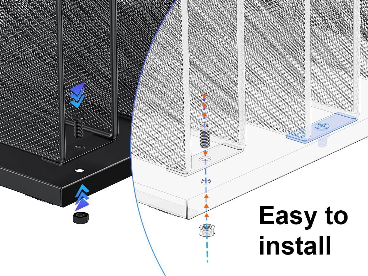 gianotter Desktop File Organizer, Desk Organizer with 5 Compartments, Paper Organizer for Desk, Workspace Organizers for Office Supplies (Black)
