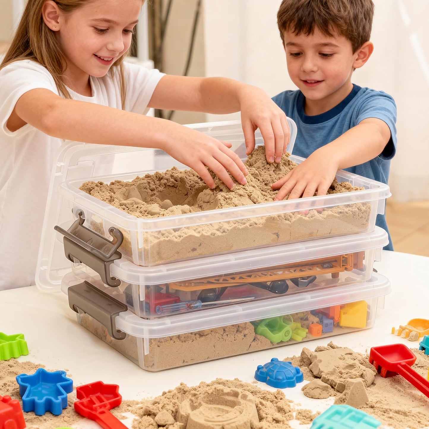 Citylife 3 PCS Plastic Storage Bins with Latching Lids Portable Project Case Clear File Box Stackable Storage Containers for Organizing B5 Paper, Photo, Document, Scrapbook