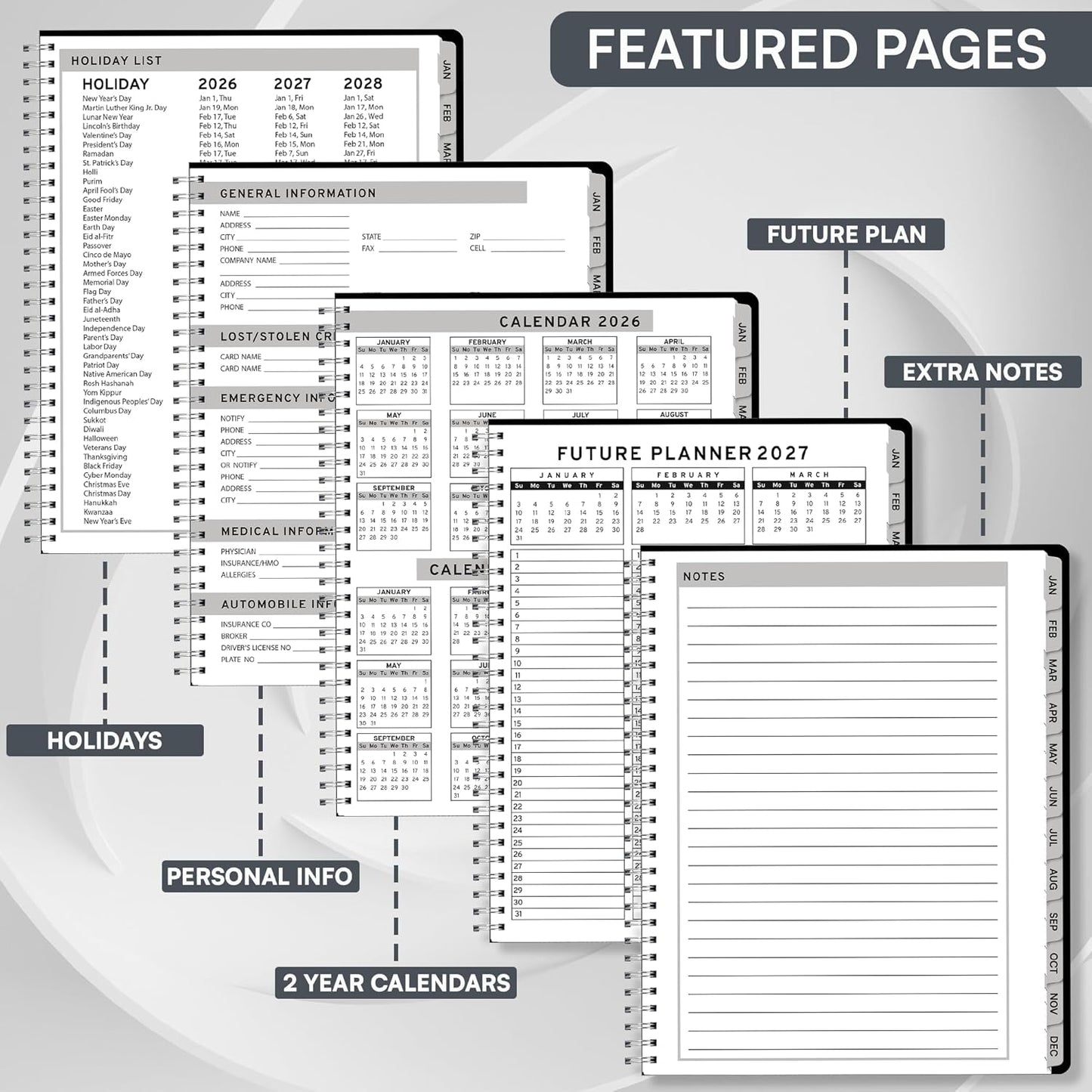 Ensight 2026 Appointment Book and Planner 8.5" x 11" Large Hourly Weekly Daily Schedule Book with Tabs, 15 Minute Time Slots, Black Calendar Organizer Jan 2026โDec 2026 Appointment Planner - Black