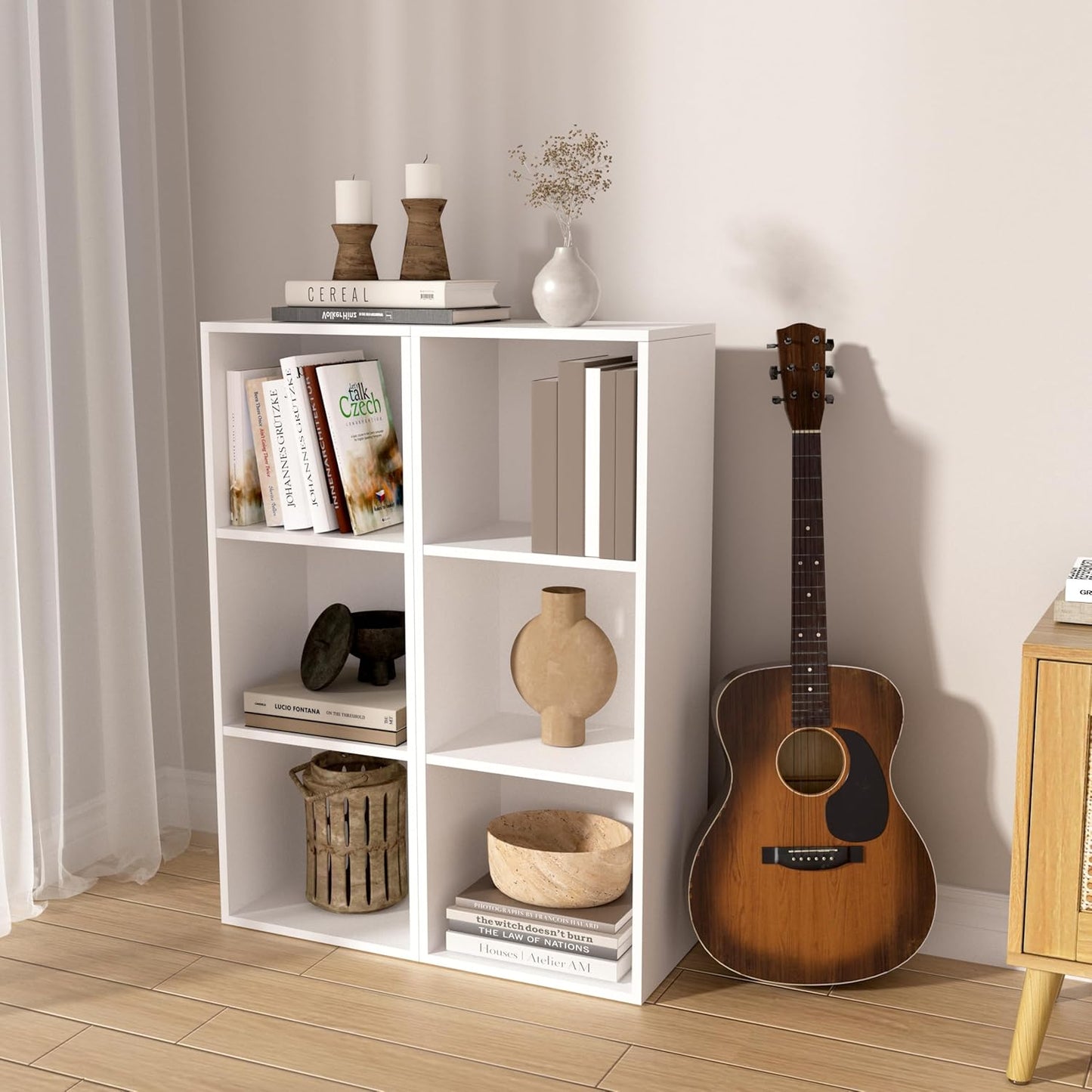 Wooden 3 Cube Storage Organizer, 3 Tier Storage Cubes Storage Display Cubby, Versatile Cubes Shelf and Cubby Organizer for Any Space (White, 3 Cube-W(11.8inch)