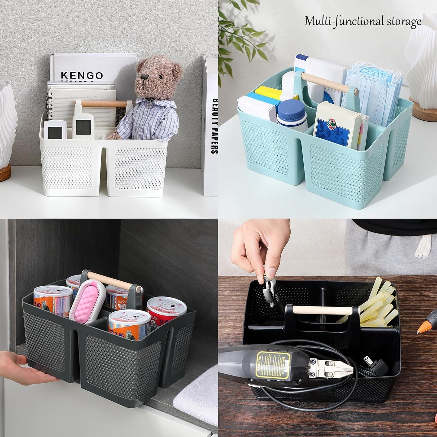 rejomiik Portable Shower Caddy Basket Plastic Cleaning Caddy Organizer Storage Tote with Handle for Bathroom, College, Dorm Room Essentials, Pink