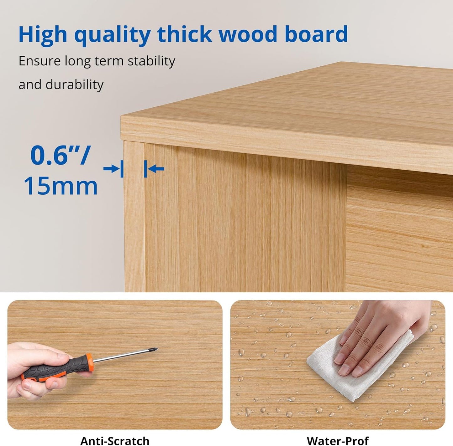 Cozy Castle Oak Wood Bookcase, 12 Cube Storage Organizer Shelf with 4 Doors, 3 Tier Storage Cabinet with Anti-Tilt Device for Bedroom, Living Room, Office