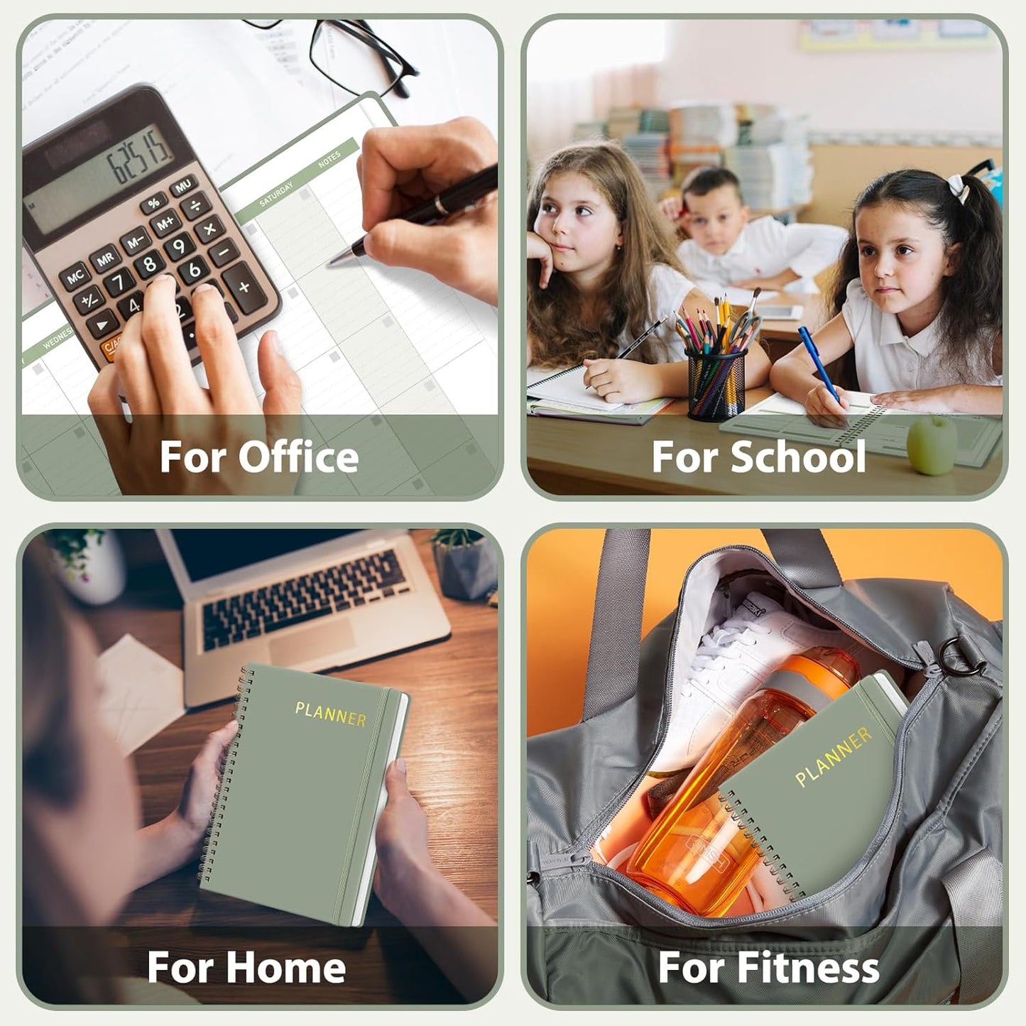 Undated Weekly Planner, Weekly To Do List Notebook with Goal, Organizer & Habit Tracker, A5 Daily Planner with Spiral Binding, Ideal for Office School Suppies - Green