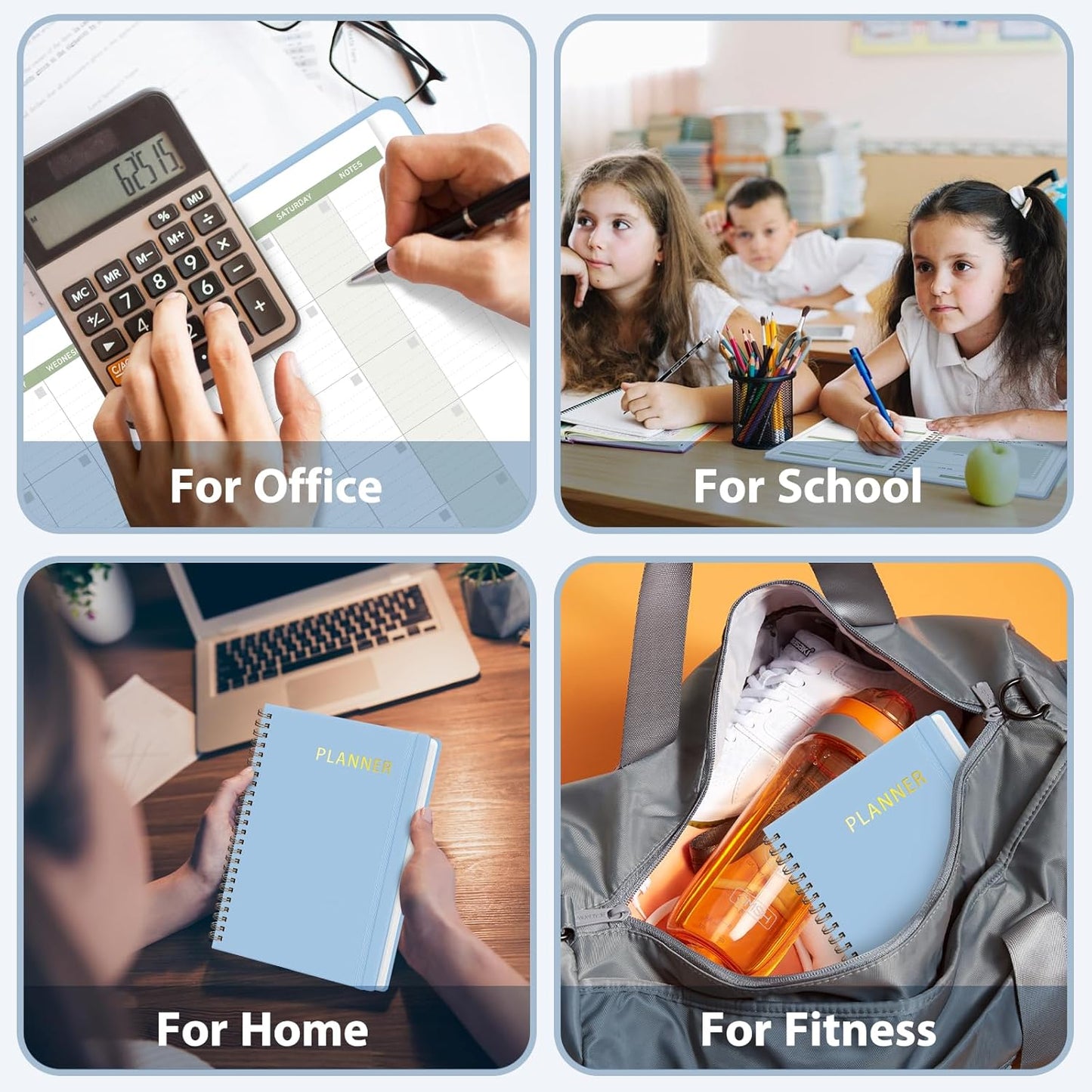 Undated Weekly Planner, Weekly To Do List Notebook with Goal, Organizer & Habit Tracker, A5 Daily Planner with Spiral Binding, Ideal for Office School Suppies - Blue