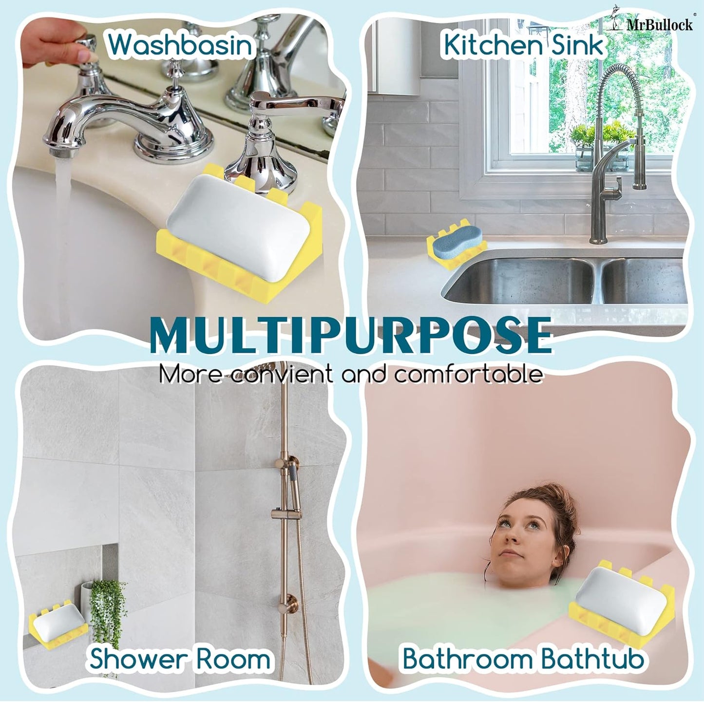 Silicone Soap Dish for Bar Soap Holder for Shower Bathroom Self Draining Waterfall Drying Tray Keep Soap Bars Dry Clean & Easy Cleaning (Yellow, 2)