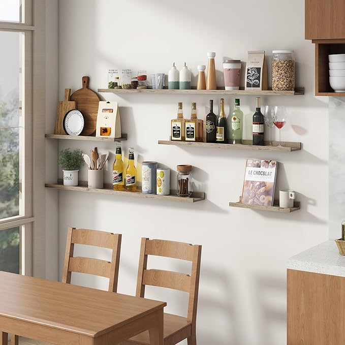 Floating Picture Ledge Shelves Set of 4, 56 Inch Long Large Nursery Book Shelf for Toys Storage Kids Bookshelf Wall Mounted Living Room Bedroom Decor Frames