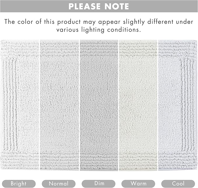 Madison Park Splendor Reversible 100% Cotton Tufted Bathroom Rug-3000 GSM Hotel Quality Luxurious Plush Medium Pile Bath Mat Absorbent, Quick Dry, Shower Room Décor, 24x36 Grey