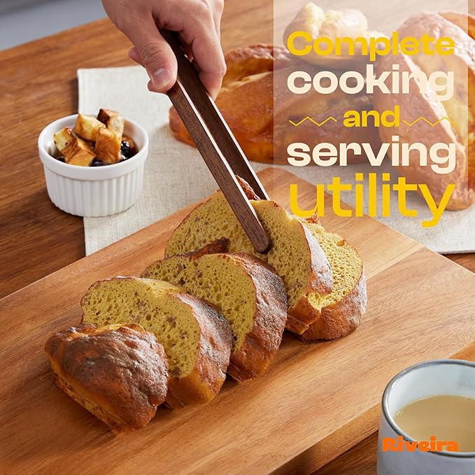 Riveira Teak Wooden Cooking Utensils Set of 9 Premium Quality Non-Toxic Wooden Spoons & Spatulas for Cooking, Stirring, Flipping & Serving