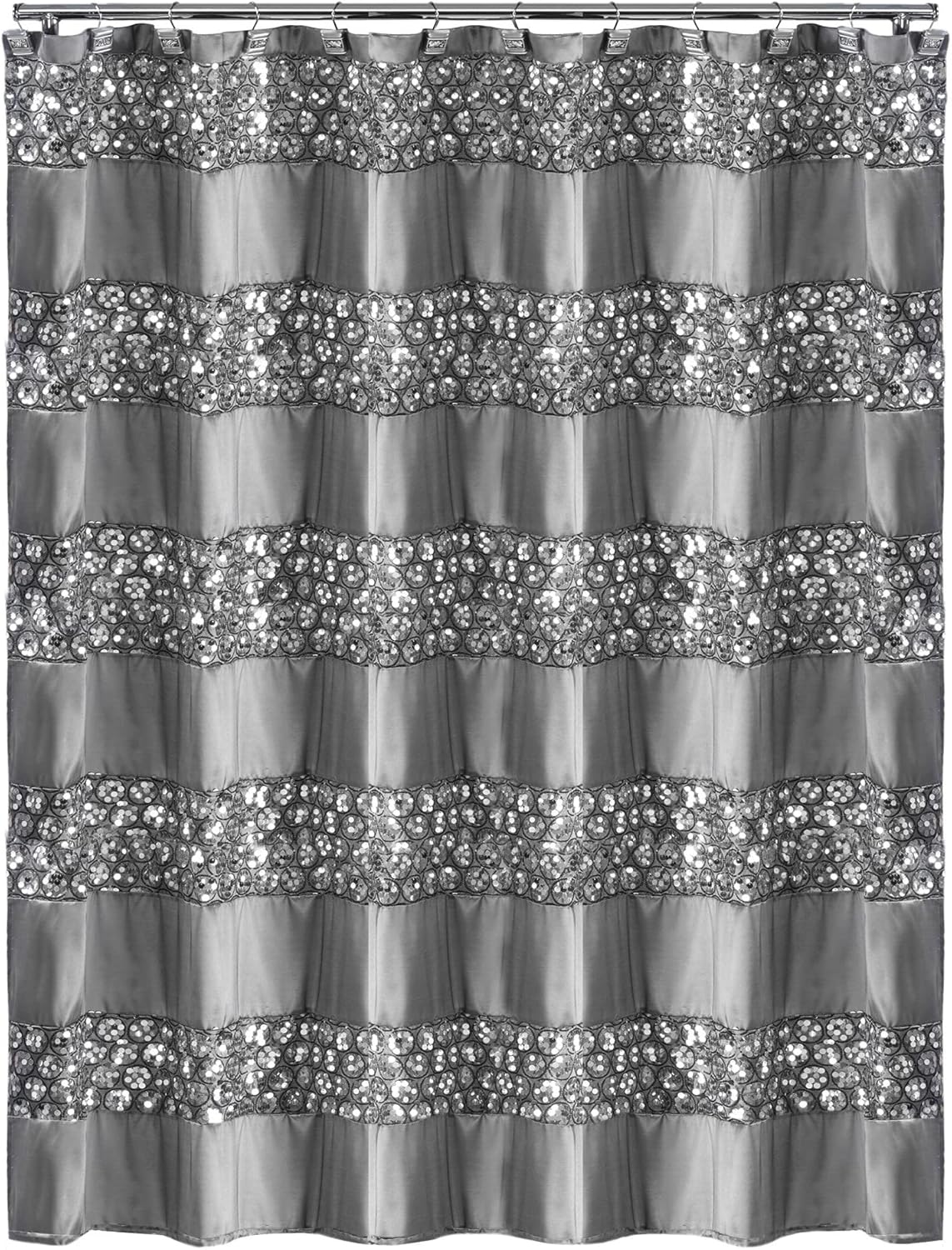 Zahari Home Sinatra 13pc Bathroom Shower Curtain Set - Classic Luxury Fabric Curtains with Unique Design & 12 Hooks