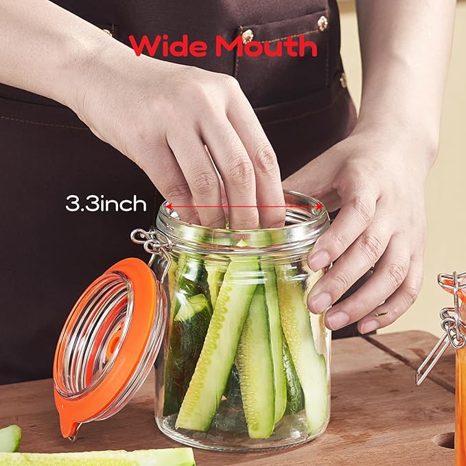 Jillmo Glass Fermentation Jar, 700ml Fermenting Kit for Making Sauerkraut, Hot Sauce, Mead, Cider and More, Pack of 2