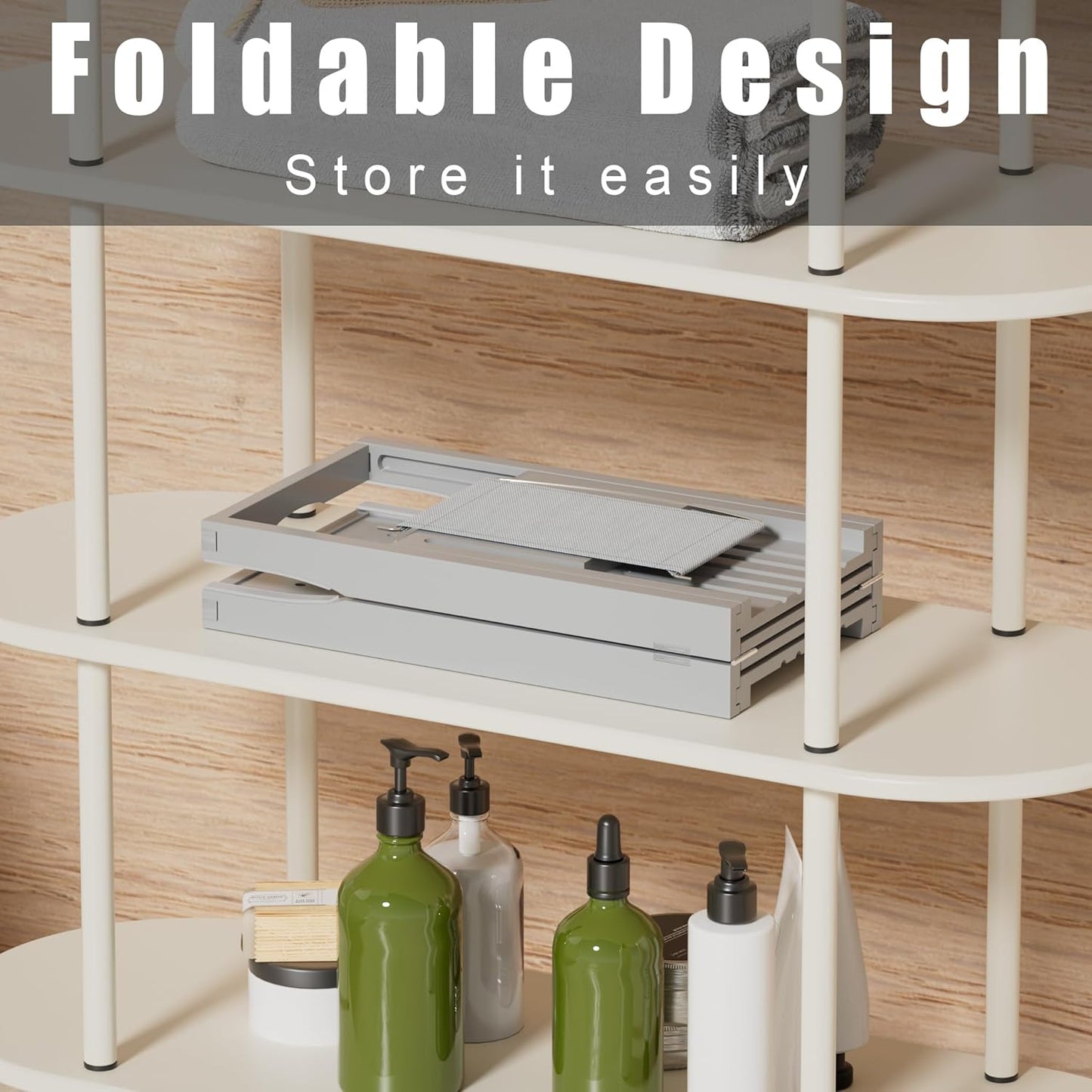 Foldable Bathtub Caddy Tray for Tub,Bamboo Expandable Bath Table Trays,Premium Bathroom Accessories for New Home & Mothers Day & Birthday Gifts for Couples,Gray