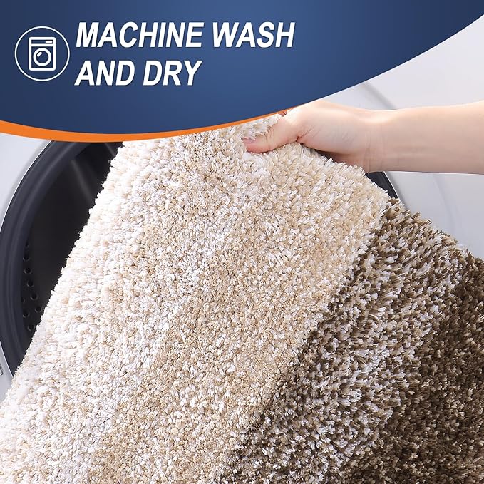 OLANLY Bathroom Rugs Mat 24x16, Extra Soft Absorbent Microfiber Bath Rugs, Rubber Backing, Quick Dry, Machine Washable Bath Mats for Bathroom Floor, Tub and Shower, Home Decor Accessories, Light Brown