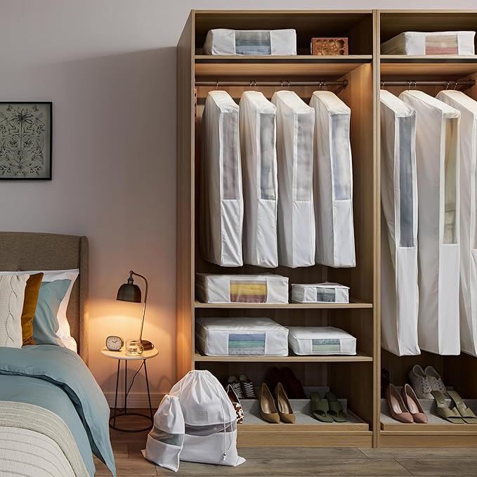 Hayden Hill Luxury Organic Cotton Garment Storage Bag - Short 40 Inch - Breathable Hanging Clothes Bag for Short Dresses, Jackets & Suit Bags for Closet Storage - Certified Carbon Neutral