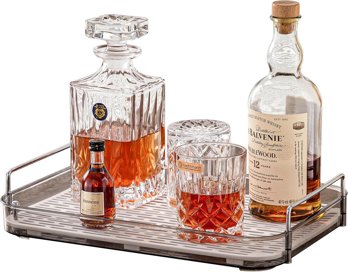 Coffee Bar Accessories,Station Organizers,Large Capacity Storage with Drain Board,Whisky Tray,Mug Tea Cup Holder Coffee Bar Organizer,Smoky Gray