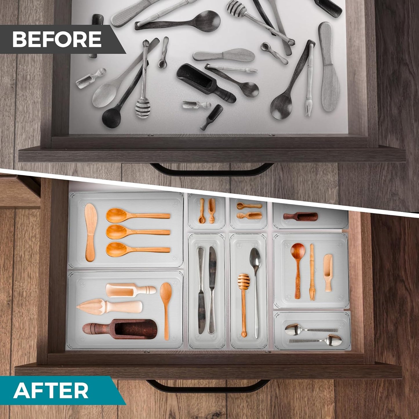 4 Pack Drawer Organizer - 3" X 3" Clear Acrylic Storage Bins with Non-Slip Pads, Versatile Desk Tray for Makeup, Jewelry, Kitchen, Bathroom, and Office Organization