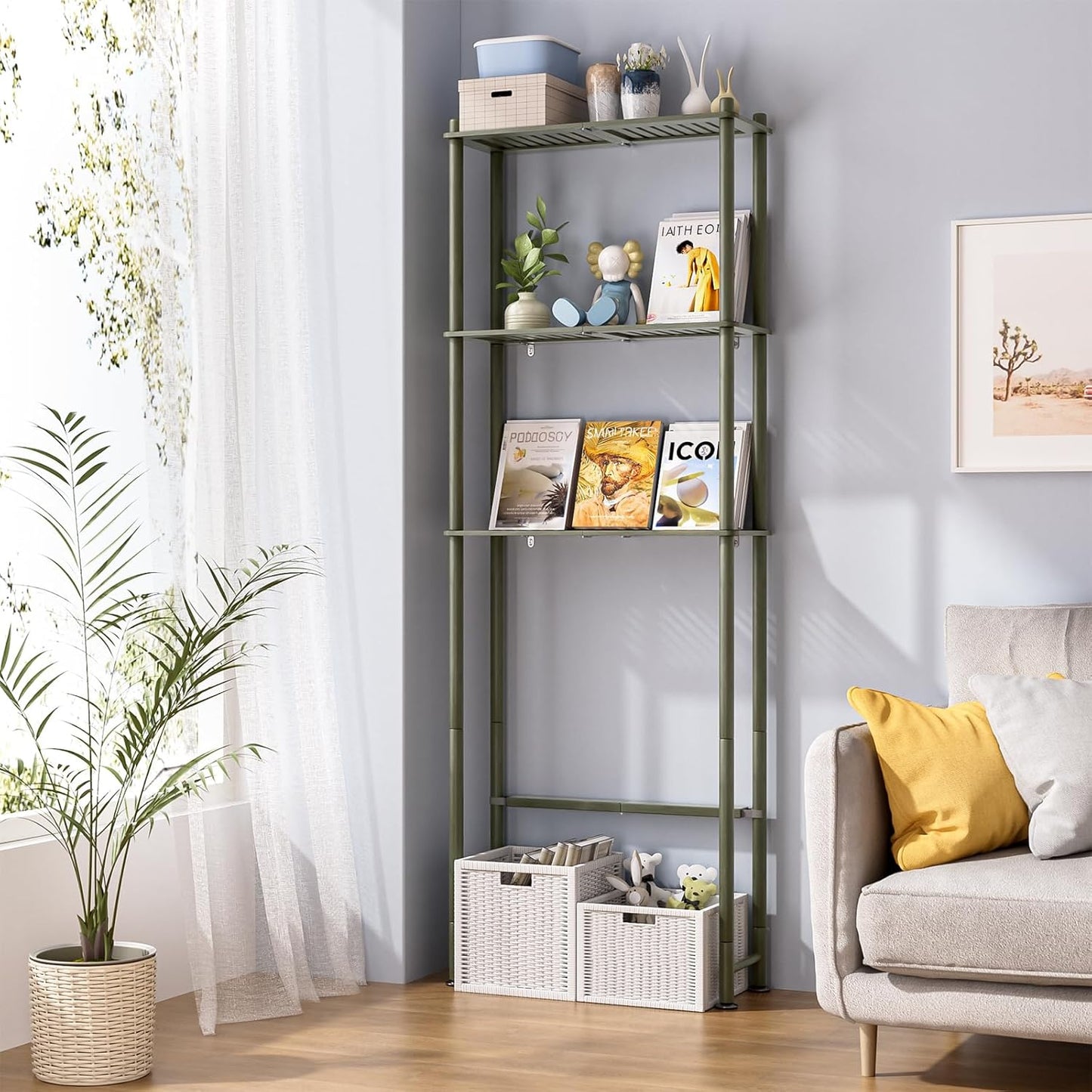 AmazerBath Bamboo Over The Toilet Storage Shelf, 3-Tier Over Toilet Bathroom Organizer Rack, Bathroom Shelves Over Toilet Space Saver, Forest Green