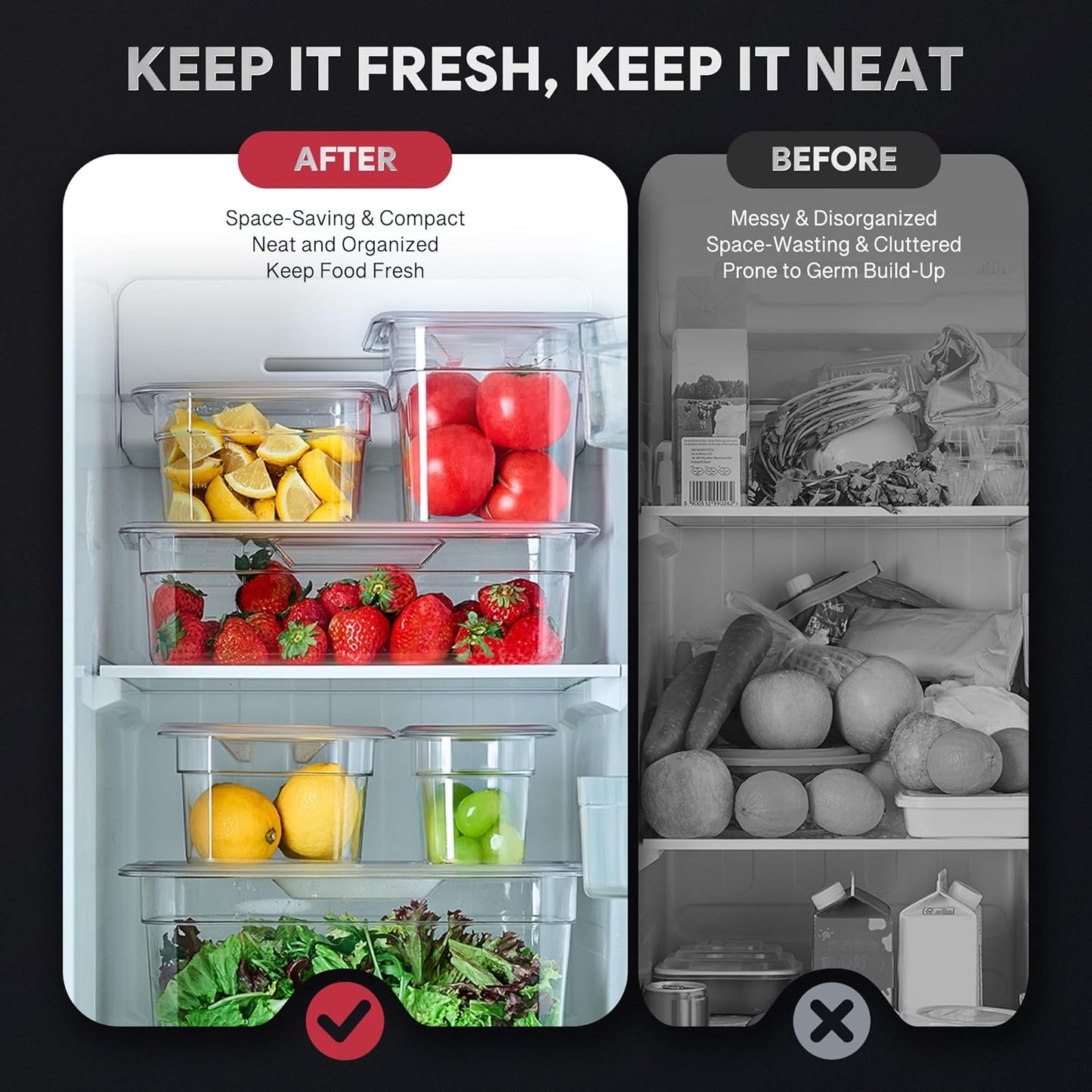 WILPREP 6 Pack Plastic Food Pans with Lids NSF Listed, 1/6 Size 4 in Deep Clear Food Storage Containers, 1.8 qt Stackable Polycarbonate Commercial Hotel for Fruits Vegetables Beans Corns