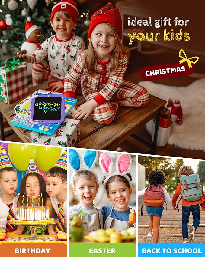 TEKFUN Birthday Gifts for Girls, 8.5inch Doodle Board, LCD Writing Tablet for Kids, Writing Pad Drawing Tablet, Travel Toys for 3 4 5 6 7 8 Year Old Boys Girls Birthday Christmas Gifts(Purple)