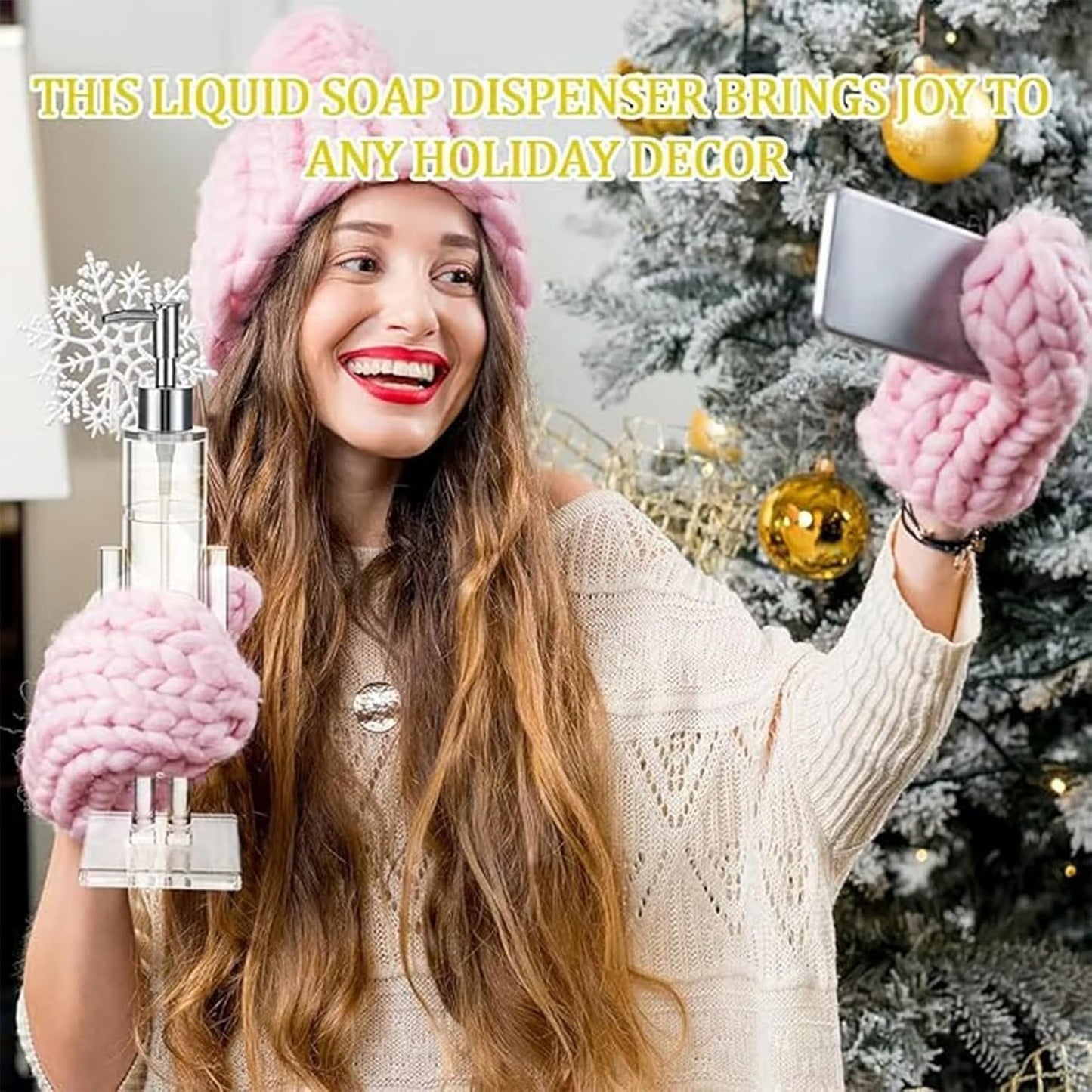 Nutcracker Soap Dispenser, 11.8" Acrylic Clear Nutcracker Soap Dispenser – Refillable Hand Pump Bottle for Bathroom, Kitchen & Countertop Decor, Perfect for Christmas Holiday (2pc)