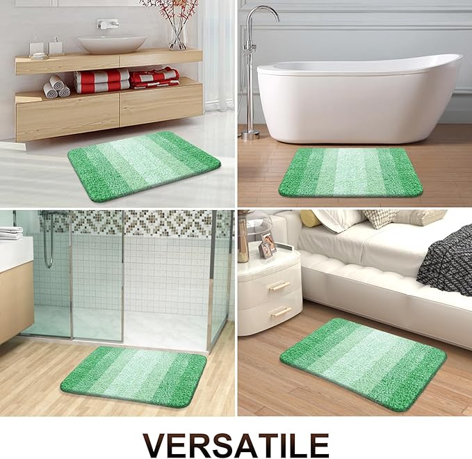 OLANLY Bathroom Runner Rugs 47x17, Extra Soft Absorbent Microfiber Bath Rugs, Rubber Backing, Quick Dry, Machine Washable Bath Mats for Bathroom Floor, Tub and Shower, Home Decor Accessories, Green