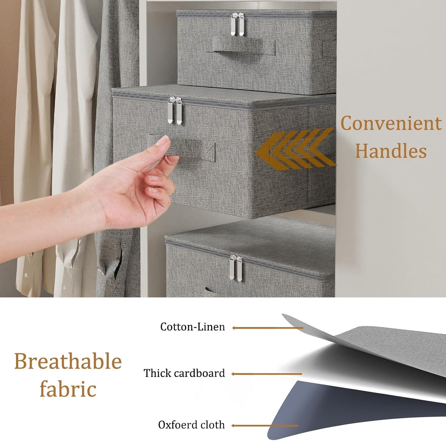 Underbed Storage Basket with Lid, Foldable Bed Sheet Boxes, Home Cube Bins for Organizing Clothes, Shoes, Blankets, Pillows, 15.7x11.8x7.8Inches, Grey, 2 Pack