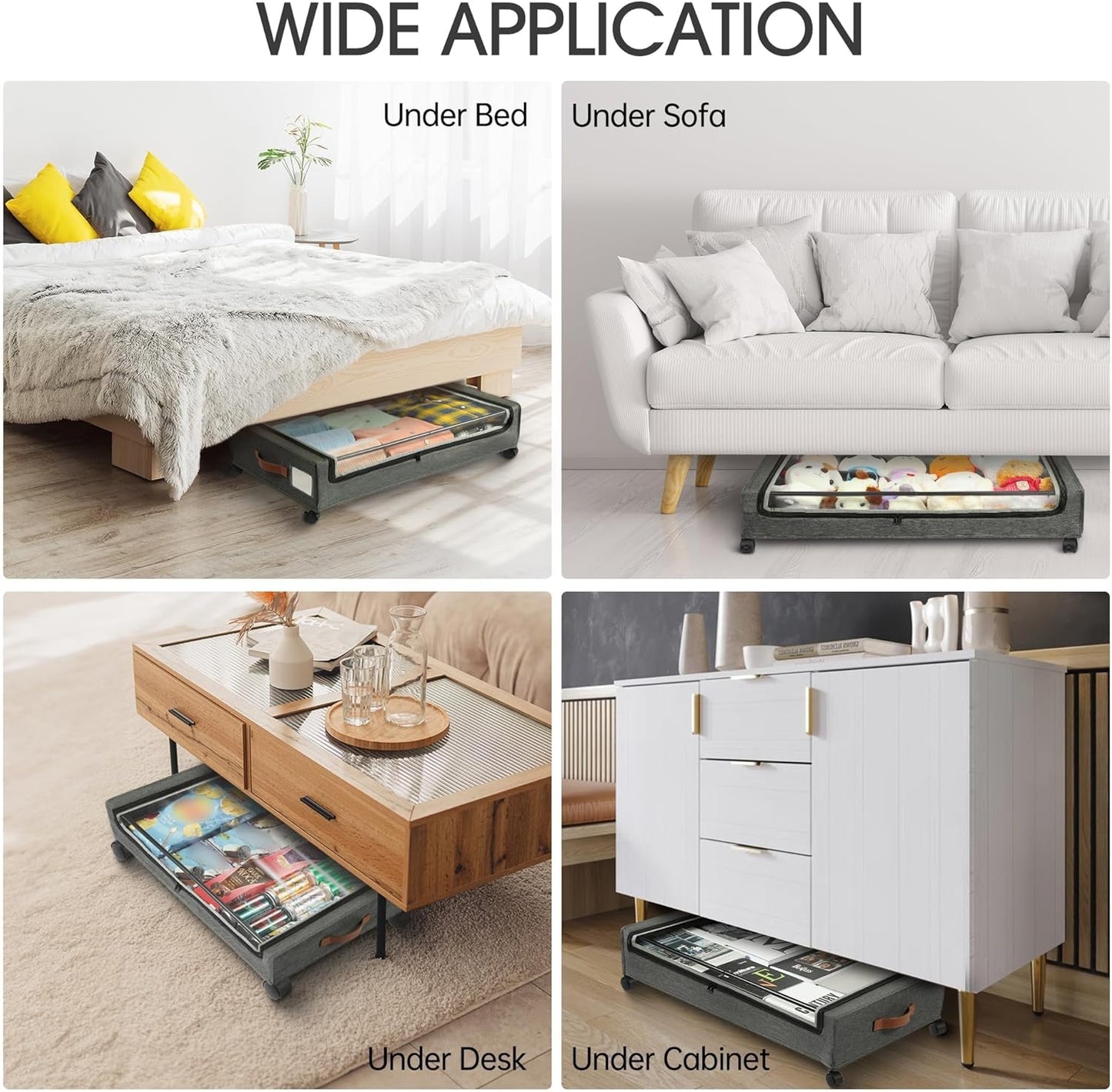 Yecaye Under Bed Storage with Wheels, 2Pack Under Bed Storage Containers, Underbed Shoe Storage Organizer, Rolling Under Bed Metal Drawers for Clothes, Blankets(30.71 x 16.93 x 6.69 in)