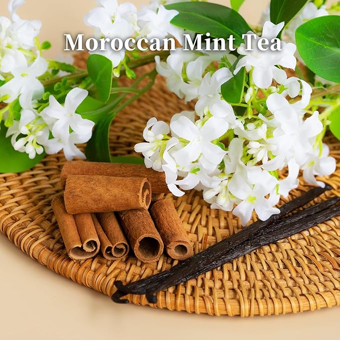 KRD Moroccan Mint Tea Reed Diffuser Set, 3.38 fl oz (100ml) Premium Scented Oil Diffuser with 8 Natural Rattan Sticks, Long-Lasting Fragrance for Home Office Bathroom Decor