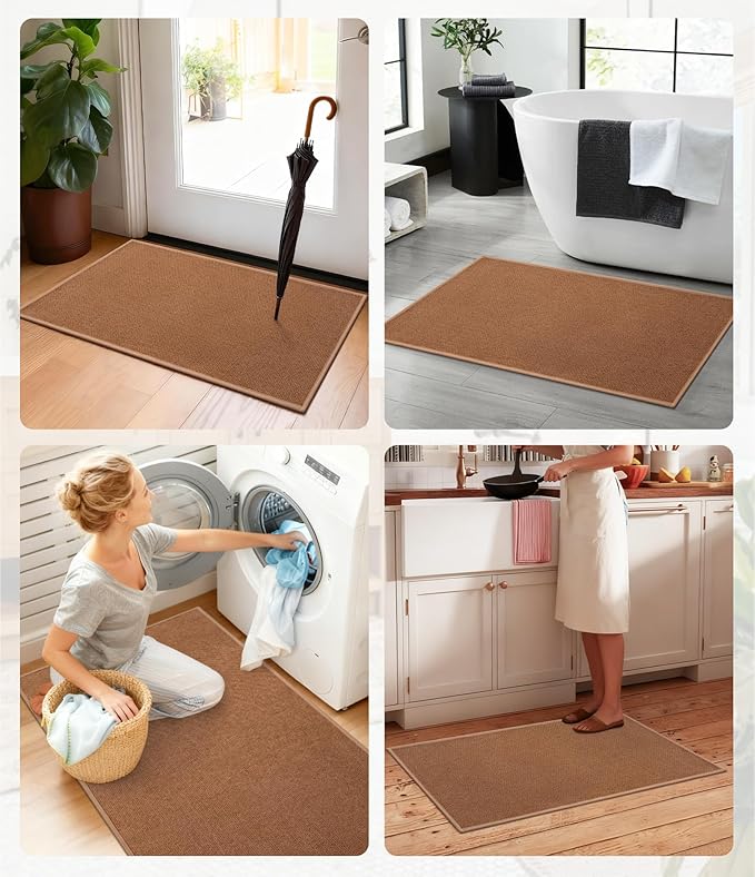 YIHOUSE Bathroom Rugs Mat 24x36, Non Slip Quick Dry Bath Mats for Bathroom Absorbent Ultra Thin Bath Rugs Machine Washable Fit Under Door for Sink, Cabinet, Laundry (Orange, 24"x36")