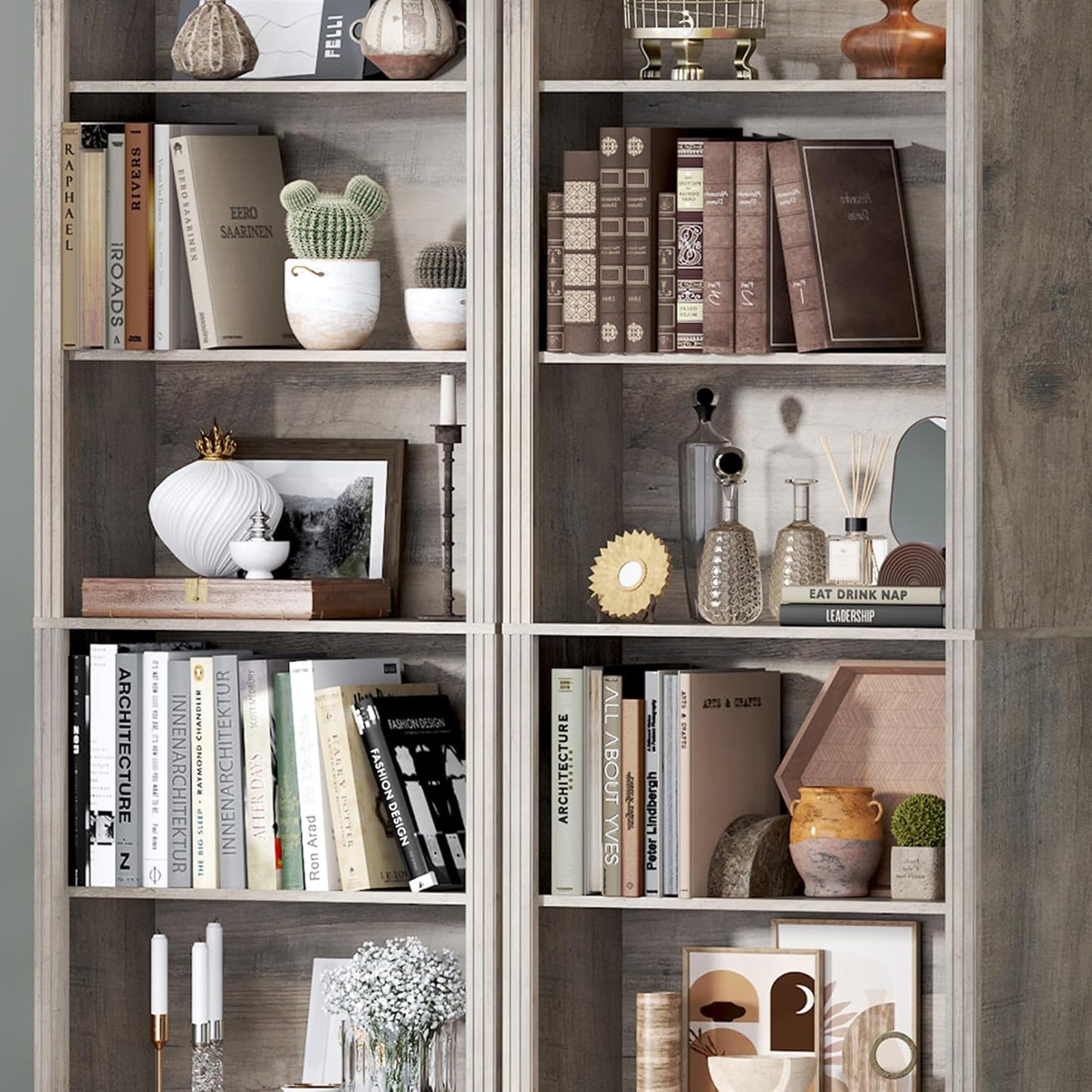 75" Tall Bookshelf, 6-Tier Floor Standing Bookcase with Adjustable Shelves, 24" Wide Open Storage Shelf, Modern Display Organizer for Home Office, Living Room, Bedroom, Study