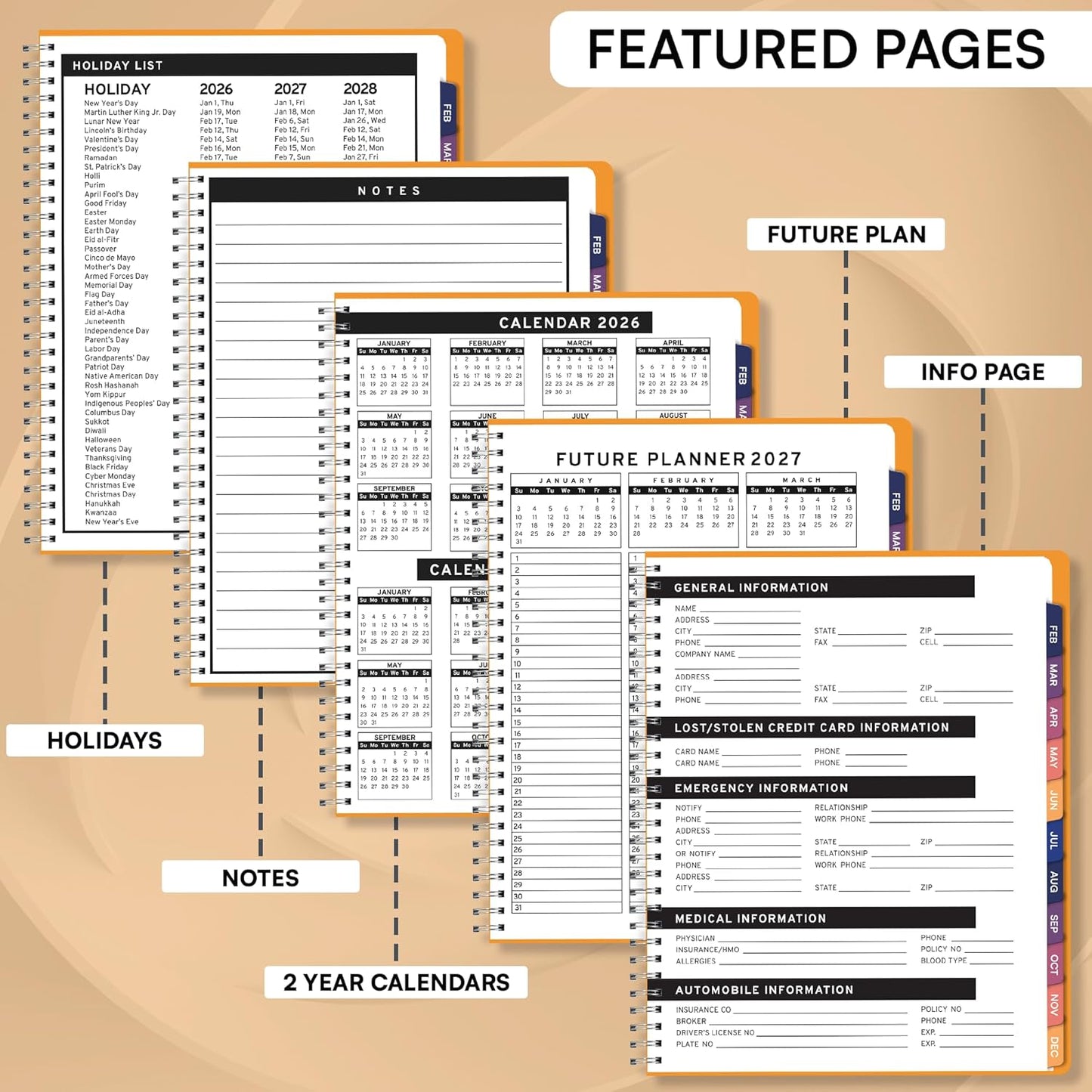 Ensight 2026 Appointment Book and Planner 6.5" x 8.5" Large Hourly Weekly Daily Schedule Book with Tabs, 30 Minute Time Slots, Yellow Calendar Organizer Jan 2026โDec 2026 Appointment Planner - Yellow