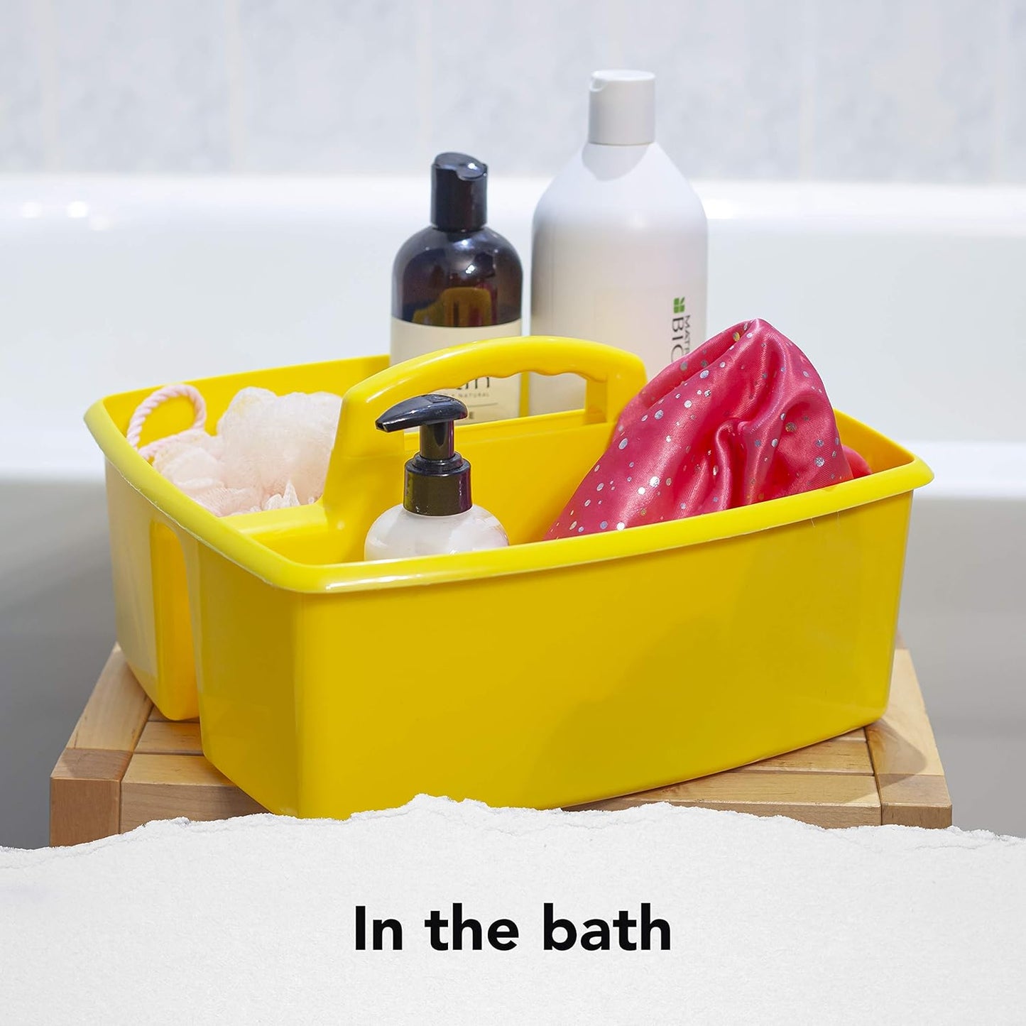 Storex 2-Compartment Large Caddy – Multipurpose Classroom Organizer with Handle, Yellow, 6-Pack (00957U06C)