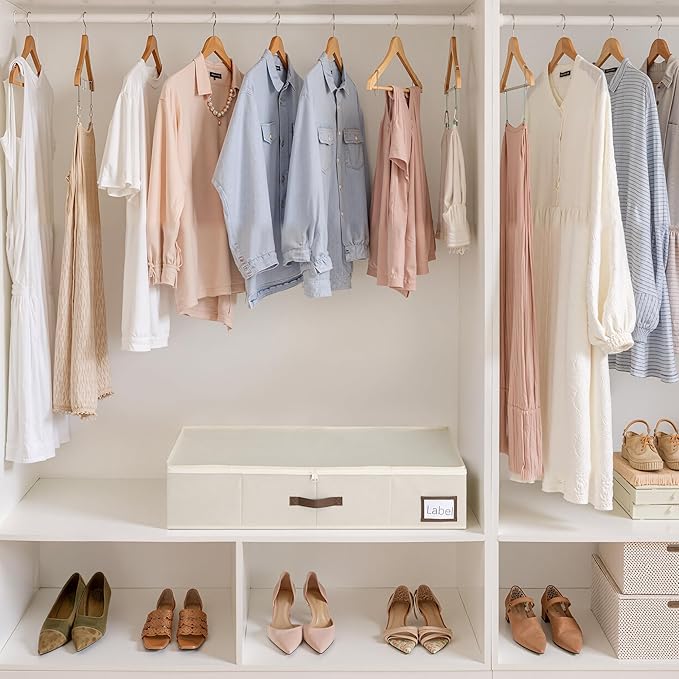 GRANNY SAYS 2 Pack Under Bed Storage, Underbed Organizer with Zipper Lid for Bedroom, Beige Clothing Storage Bins for Blankets, Clothes, Shoes