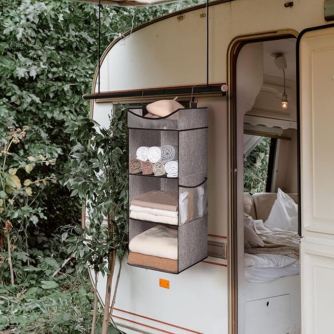 StorageWorks Hanging Closet Organizer, 3-Shelf Shelves with Top Shelf, 12" W x 12" D x 35 ¼"H, Mixing of Brown and Gray