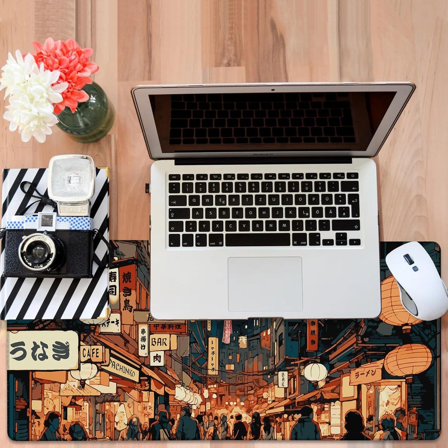 Gaming Desk Pad Large Extra Length Tokyo Japan Mouse Pad Keyboard Laptop Non-Slip Waterproof with Rubber Base Thick Stitched Edge Mouse Mat for Office Home 35.4 x 15.7 Inches