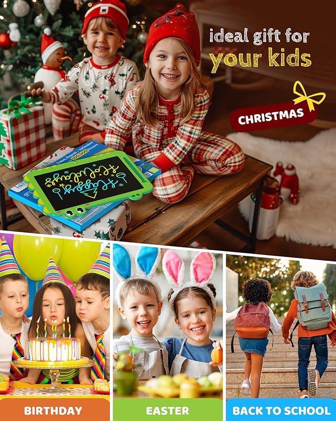 TEKFUN LCD Writing Tablet for Kids, 12 Inch Doodle Board Colorful Drawing Tablet, Reusable Electronic Pads Educational and Learning Toys Gifts for 3-13 Years Old Boys and Girls (Green)