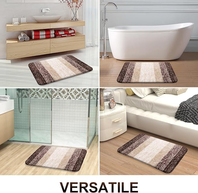 OLANLY Bathroom Runner Rugs 59x17, Extra Soft Absorbent Microfiber Bath Rugs, Rubber Backing, Quick Dry, Machine Washable Bath Mats for Bathroom Floor, Tub and Shower, Home Decor Accessories, Brown