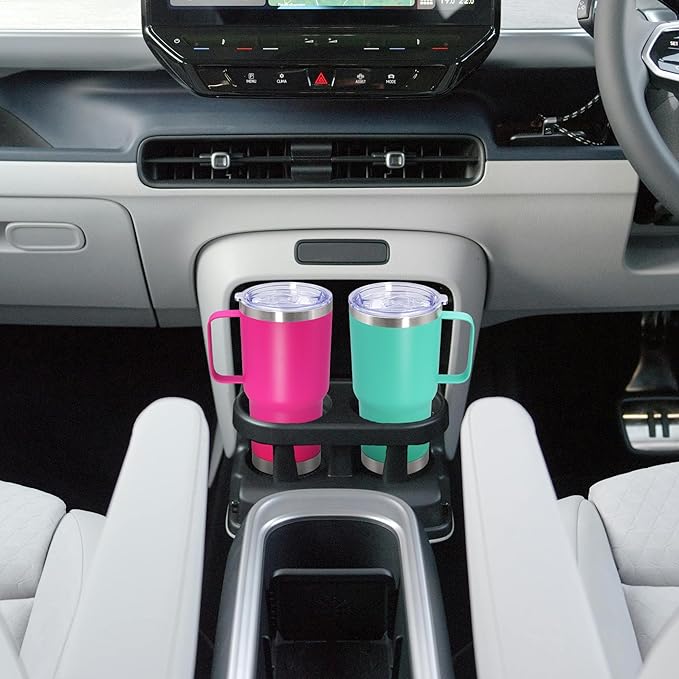 20 oz Tumbler with Handle and Lid, Stainless Steel Tumbler Insulated Travel Coffee Mug, Spill Proof Double Wall Vacuum Tumbler Cup Keep Drink Hot & Cold, Light Blue, 6 Pack