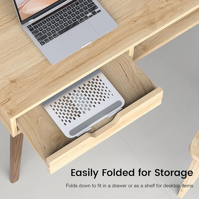 acer Laptop Stand for Desk - with 360 Swivel Base, Rotating Laptop Riser for Desk, Adjustable Computer Stand for Laptops, Ergonomic Riser Holder Foldable, Portable MacBook Pro Air (10-16") - Silver