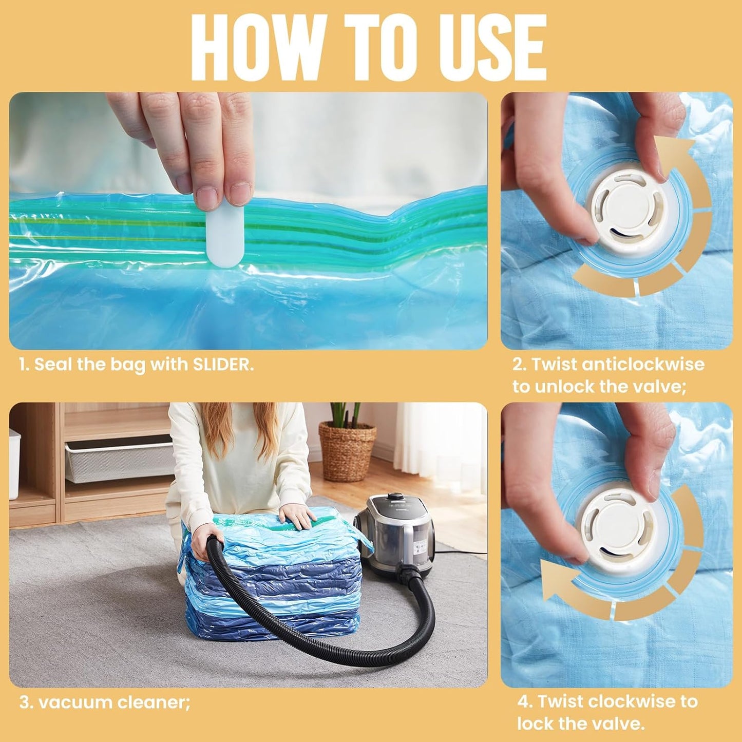 TAILI Vacuum Storage Bags 4 Pack, Jumbo Cube (31x40x15 inch), Large Vacuum Seal Bags for Clothing, Beddings Comforters, Blankets, Pillows, Saving Space in Closet, Blue