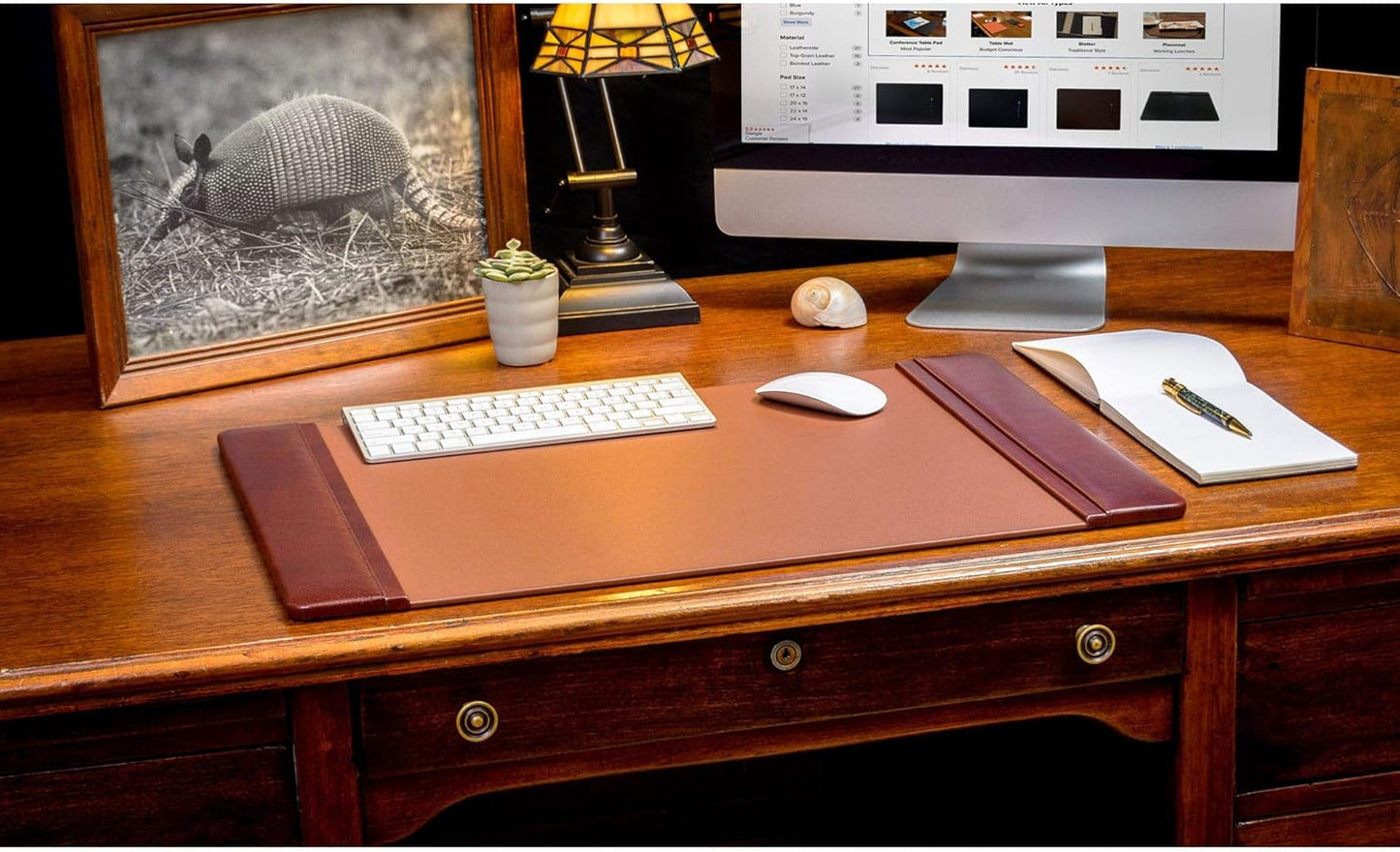 Dacasso Leather Desk Pad with Side Rails - Luxury Leather Desk Blotter for Writing - Executive Desk Surface Protector - (Mocha, 25.5 x 17.25)