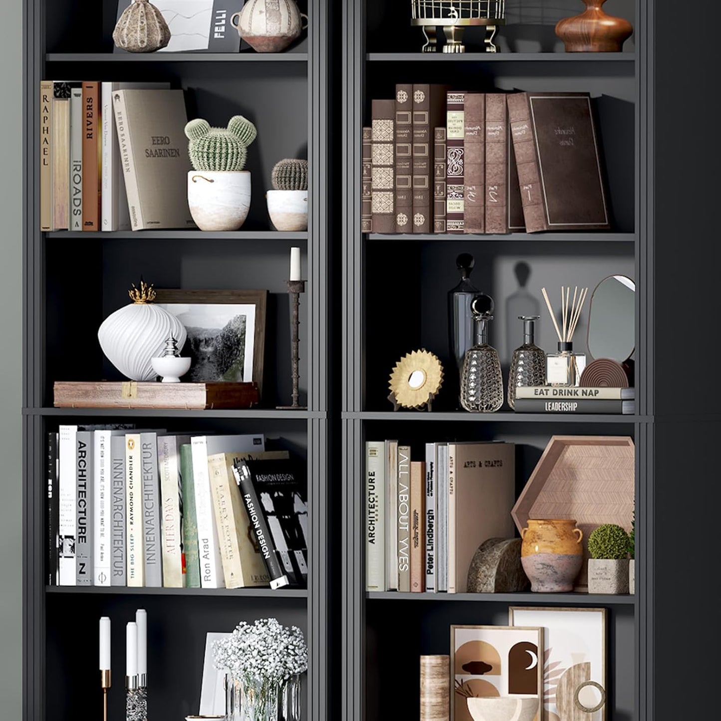 75" Tall Bookshelf, 6-Tier Floor Standing Bookcase with Adjustable Shelves, 24" Wide Open Storage Shelf, Modern Display Organizer for Home Office, Living Room, Bedroom, Study